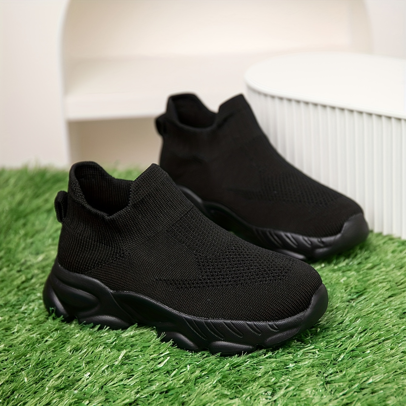 1 Pair of Unisex Knit Mesh Breathable Casual Sneakers, Lightweight and Comfortable, Suitable for All Seasons, Indoor/Outdoor Slip-On Sock Shoes, Trendy Footwear