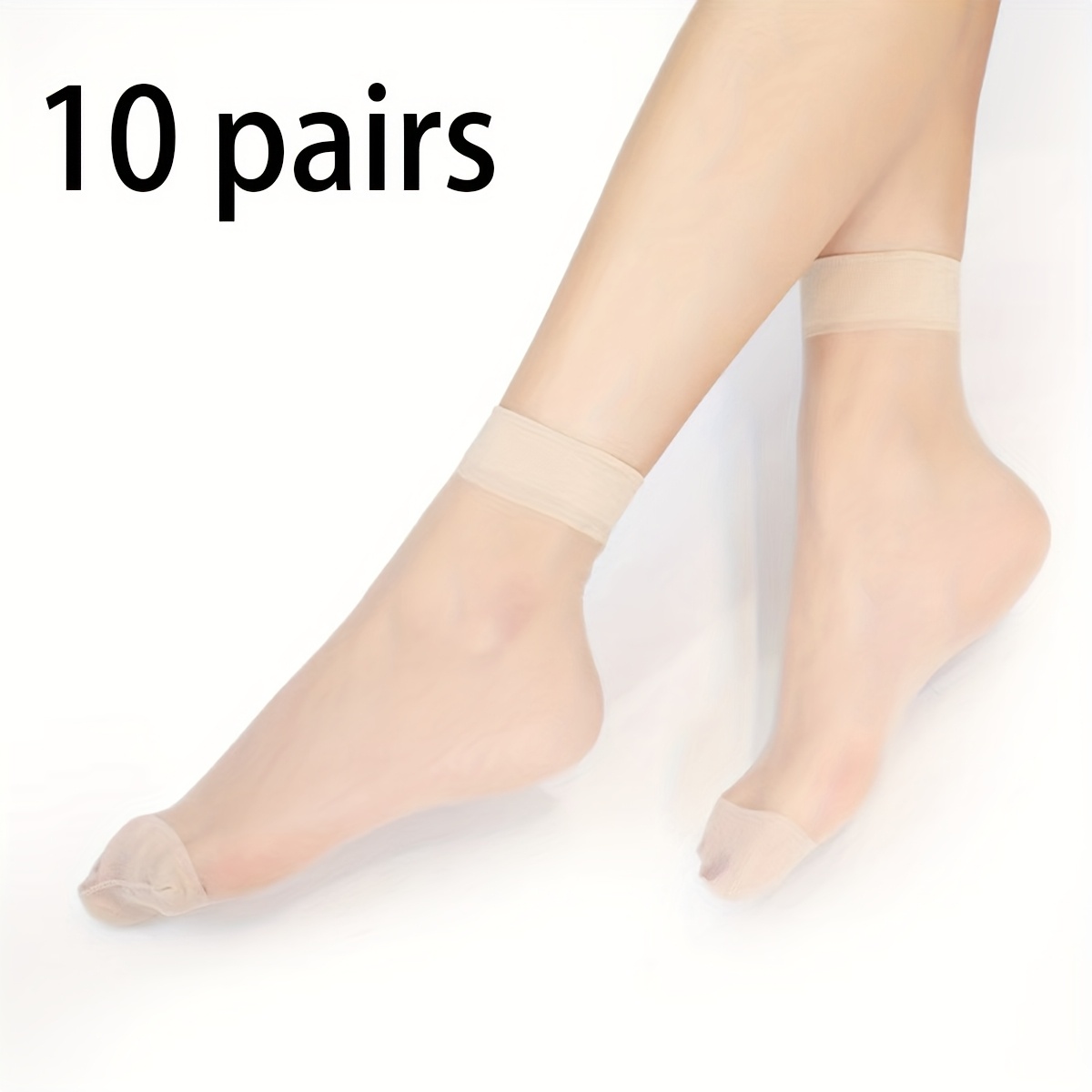 Image of 10-pair Crystal Stockings, Breathable, Cool, Anti-snag, Wear-resistant, Fully Sheer And Invisible, Thin Short Socks