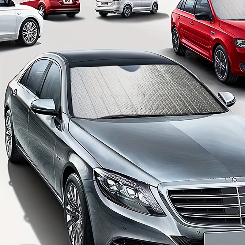 TEMU Premium Pe Material Car Sunshade - Roll- Windshield Protector, Universal Fit, Blocks , Enhances Privacy, , Blocks Sunlight, Protects Vehicle