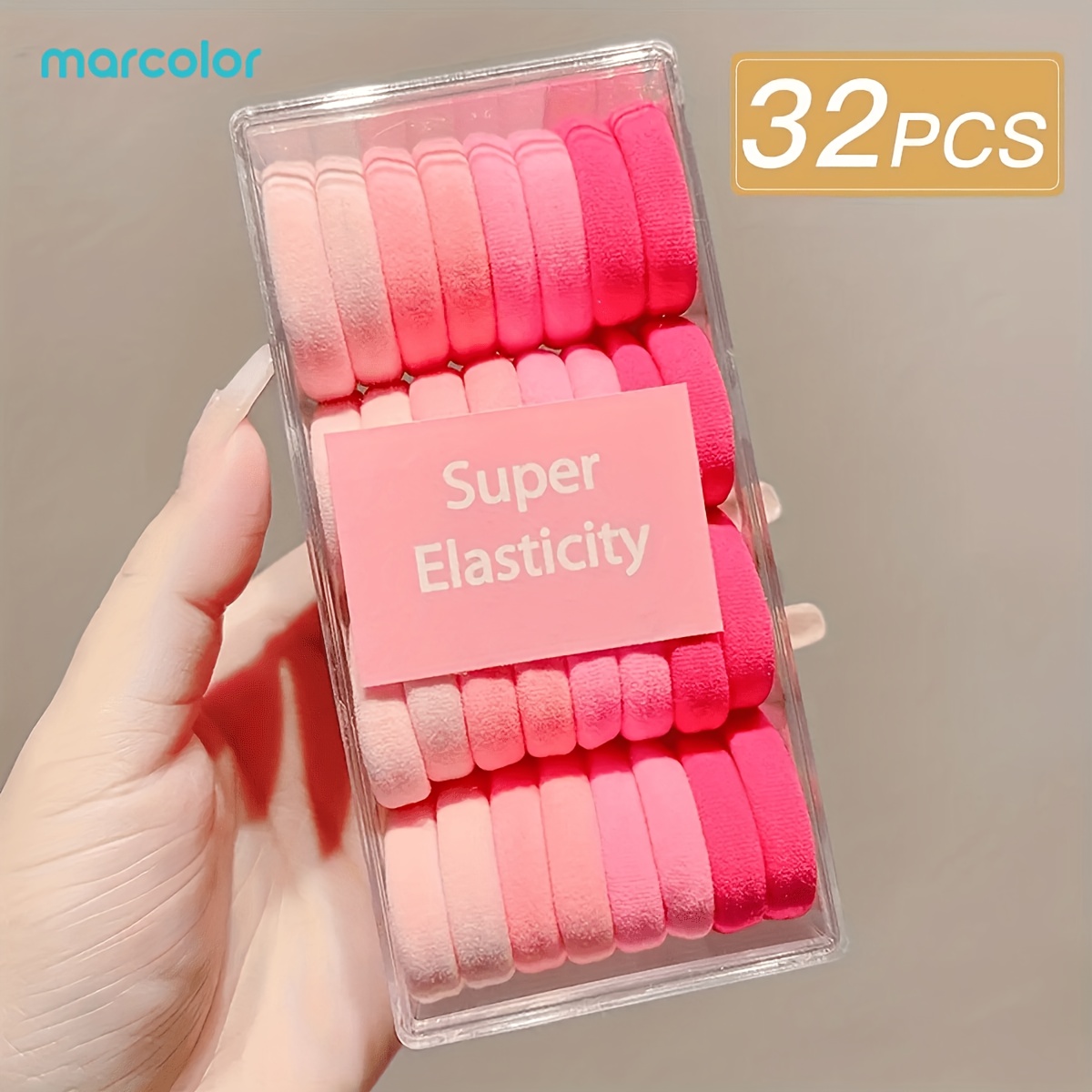 32pcs Soft Gradient Hair Tie Set with Clear Storage Case
