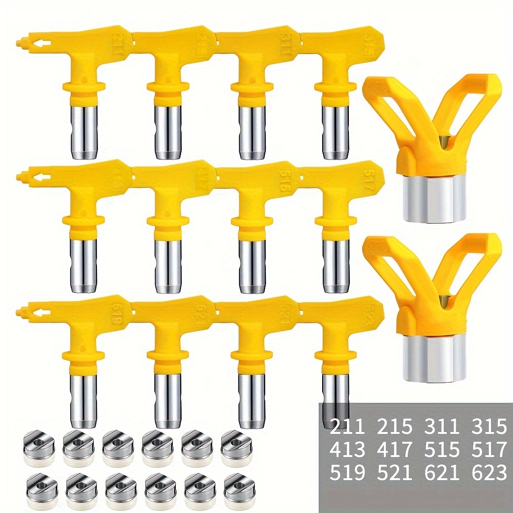 

12pcs (211,215,311,315,413,417,515,517,519,521,621,623) For Airless Paint Spray , And 2pcs Sprayer Nozzle Seat Replacement, For Airless Paint Spray And Airless Sprayer Spraying Machine