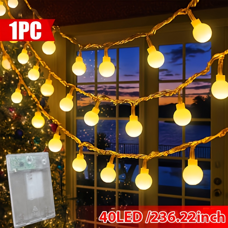 TEMU 600cm 40led Spherical Fairy Light String - Battery Powered, Indoor Diy Fairy Light String For Courtyard, Garden, Indoor Party, Holiday Party