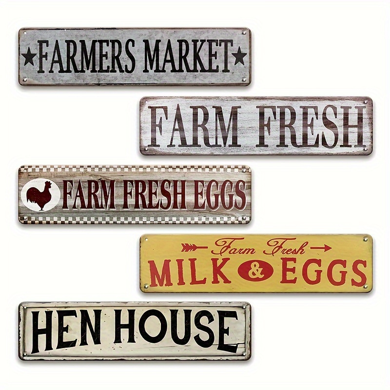 

5pcs, Egg Metal Tin Signs, Signs, Hen Plaques For Man , , , , , Decor (4''x16''/10cm*40cm)