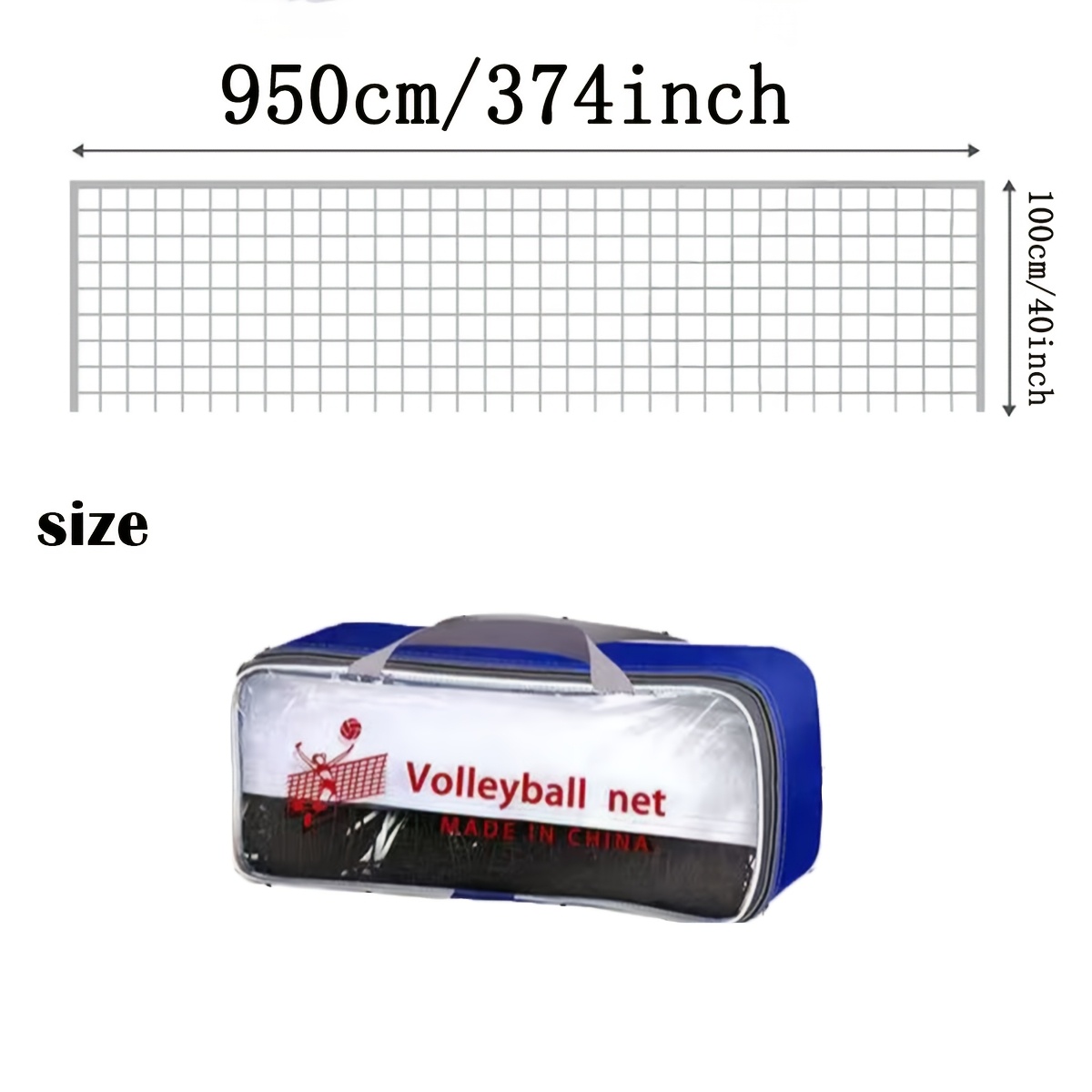 Uniform Mesh Standard 950 X 100 Cm Mreža za odbojko (okvir ni vključen) Ekonomična enostranska trpežna PE mreža, vodoodporna vremensko odpor