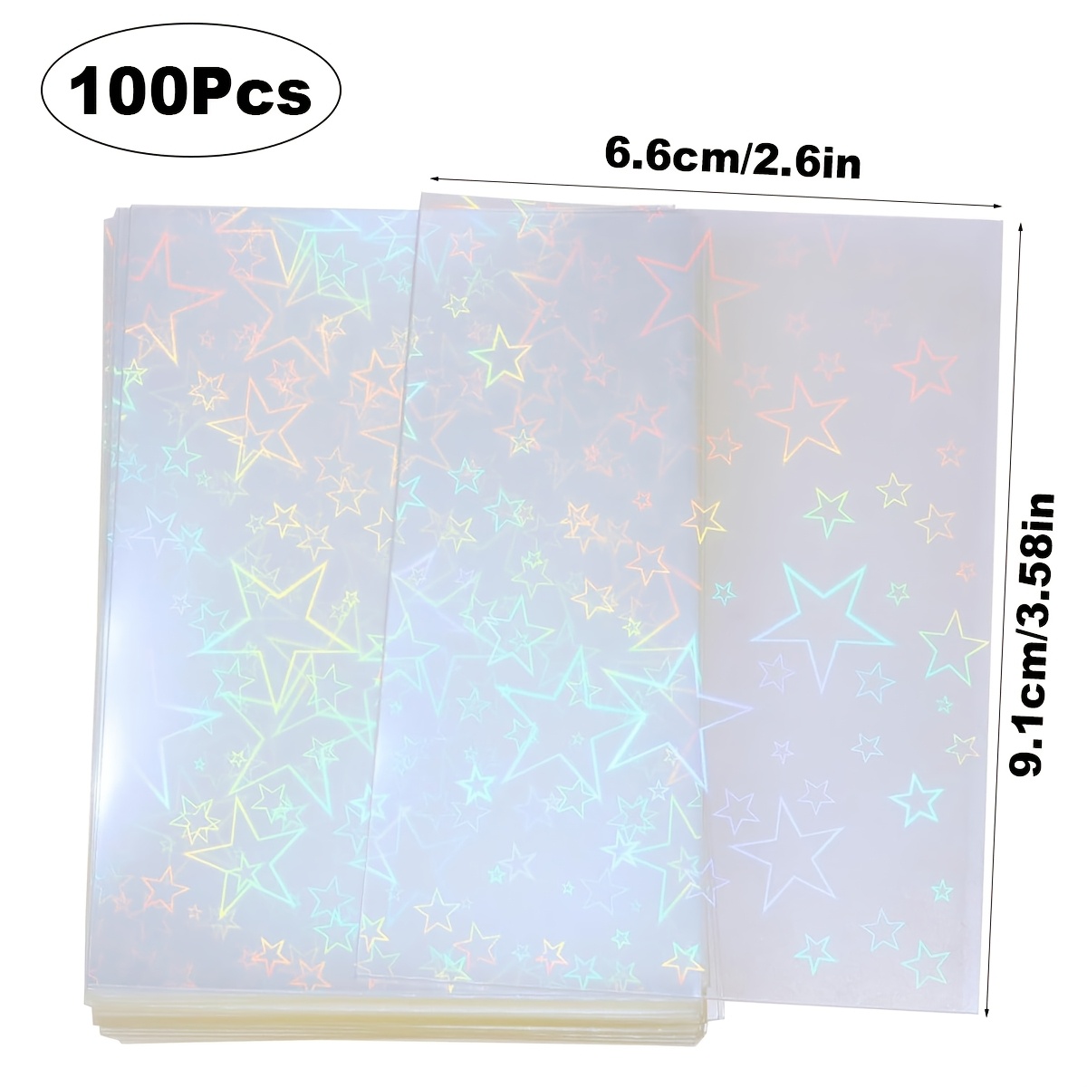 TEMU Lot de 100 pochettes holographiques 91x66mm/3.58x2.6in, motif grandes à effet laser, film de pour cartes, pochettes pour photocartes, protecteur