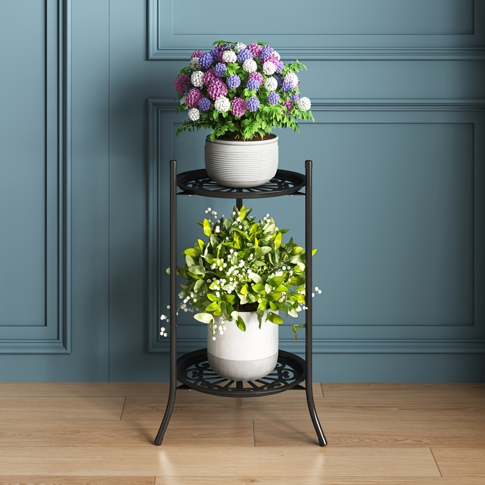 TEMU Stylish Metal Plant Stand, Flower Pot Rack, Indoor/outdoor Decorative Flower Pot Rack To , Suitable For , , Gardens And Home Decoration Racks