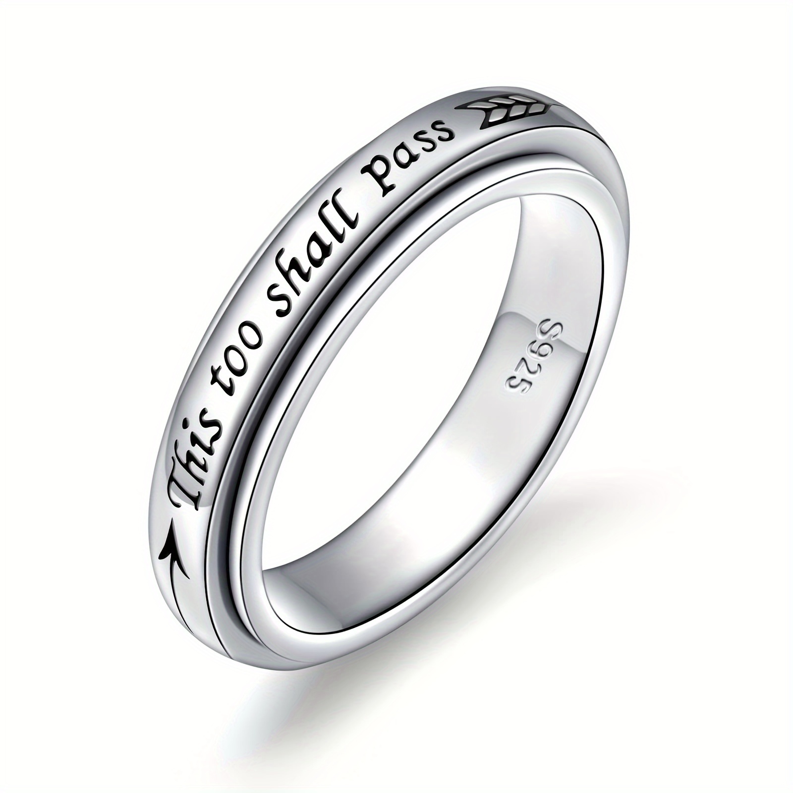 925 sterling silver this too shall pass rotating ring   us size bohemian vintage style adjustable for women Product details 1