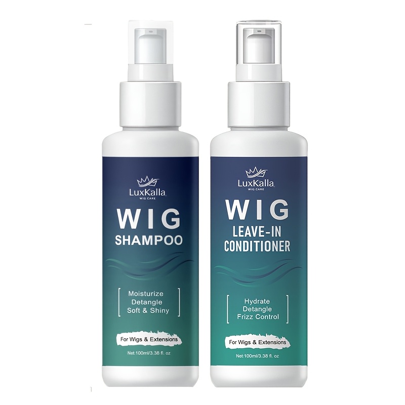 TEMU 2 In 1 Wig Shampoo And Conditioner Set - Moisturizing Detangler Spray For Synthetic & Wigs, & Deep Hydration Wig Care Products, 100ml Each