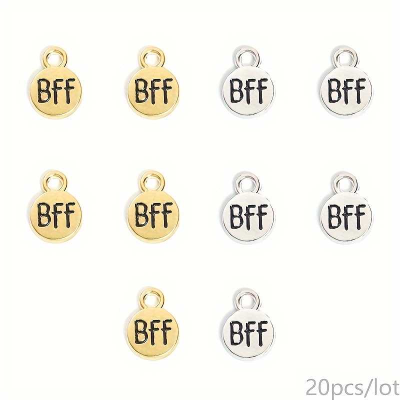 TEMU 20 piezas Estilo Vintage BFF - Mejor Para Placa Circular con , Etiqueta del Alfabeto Inglés, Adiciones de Aceite de Goteo para Llavero de y Más