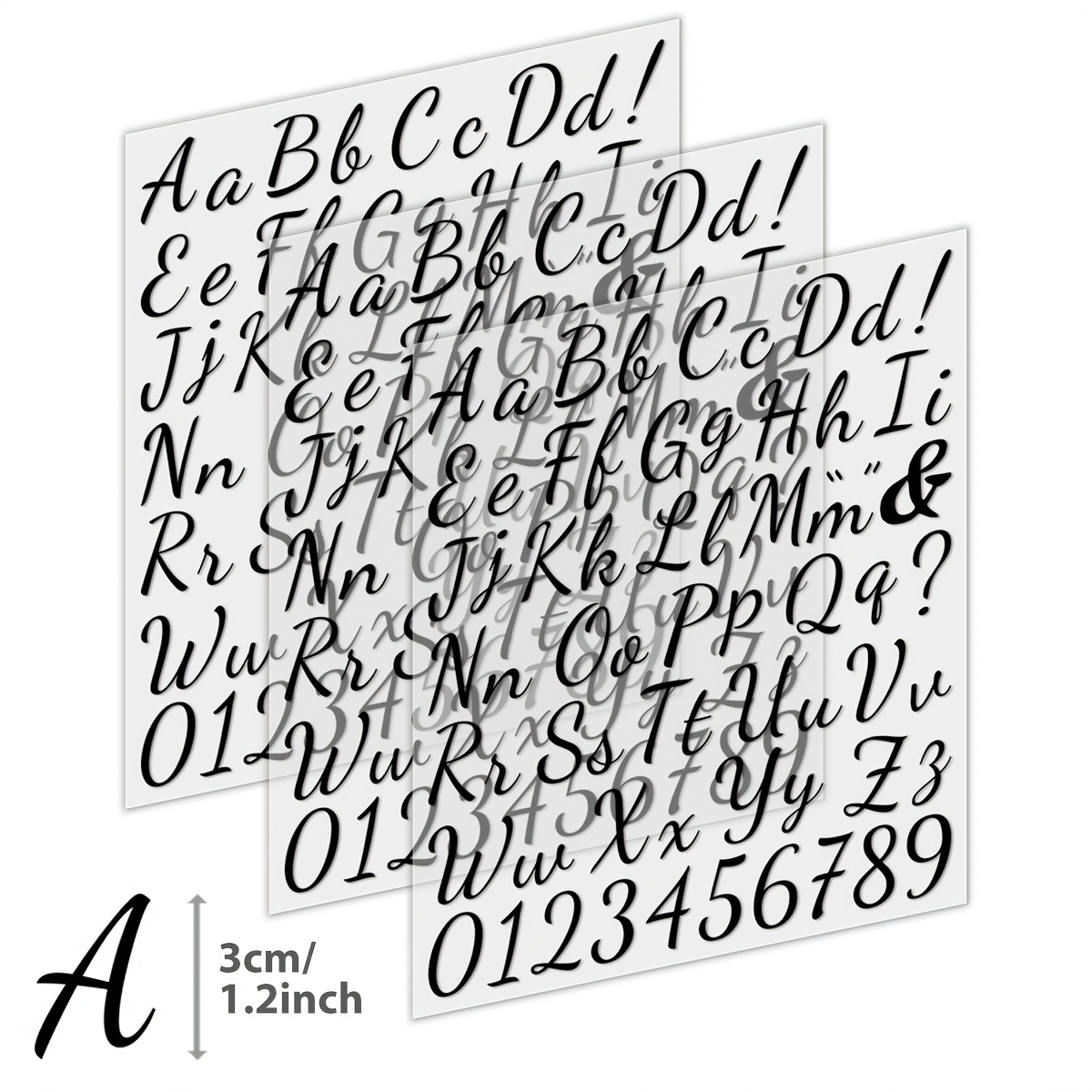 TEMU Set Of 3pcs Featuring Numbers And Marks "!?&" In Calligraphy Script With And Lowercase Letters. Available In 10 Colors, Iron-on Stickers Are