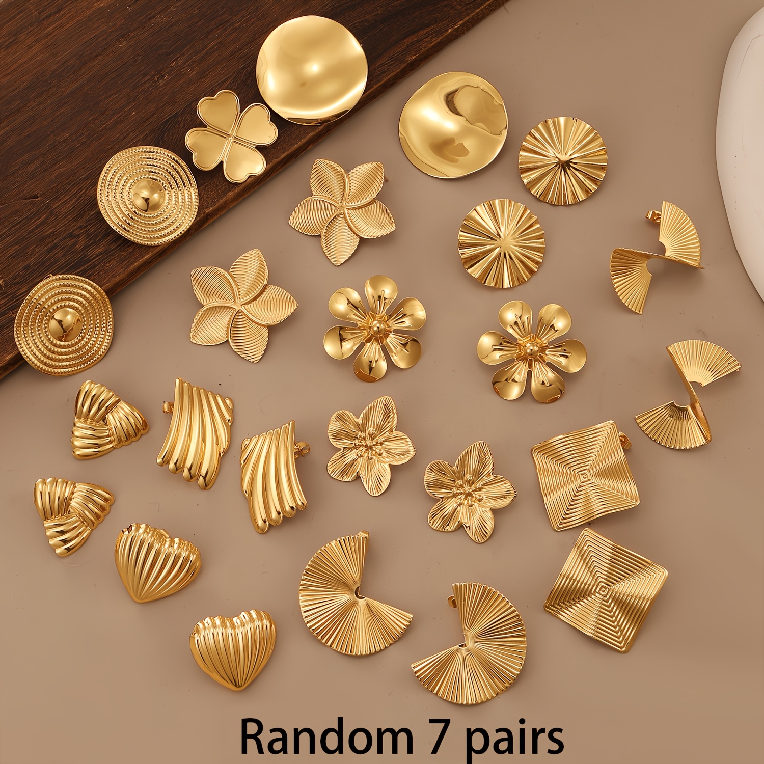 TEMU Random 14pcs Set/7 Pairs Of Metallic Minimalist Cold- Earrings, , Simple, Versatile, Elegant Stud Earrings, Multi-piece Earring Set, Fashionable
