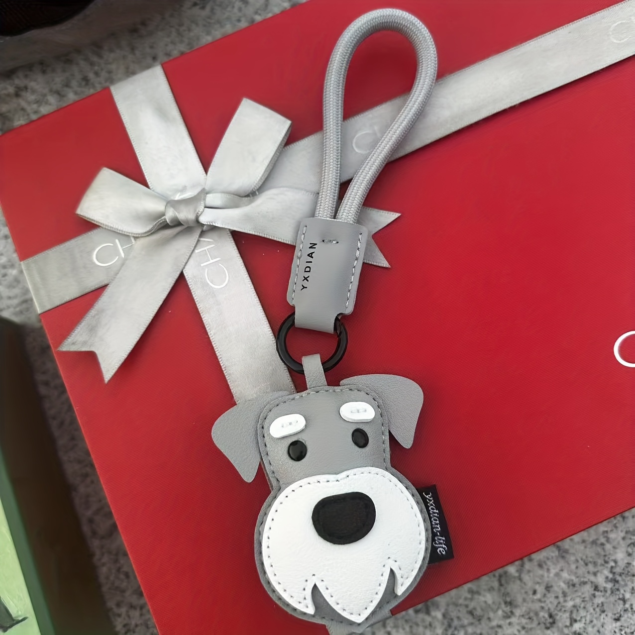 Image of A Cute, Easy, And Stylish Schnauzer, Poodle Keychain Bag Pendant Car Key Pendant Textured Gift Cute Souvenir