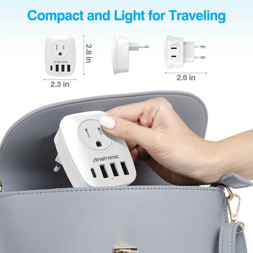 3 pack european travel plug adapter international power adaptor with 2ac outlets 3usb a 1usb c charger from usa to most of europe eu germany france italy type c
