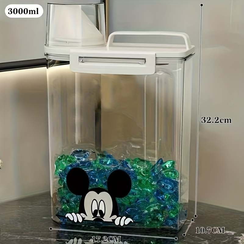 TEMU 1pc Mickey & Laundry Detergent Storage Box With Soap Dispenser, Large Capacity With Sealing Ring And Measuring Cup, Laundry Detergent Dispenser,