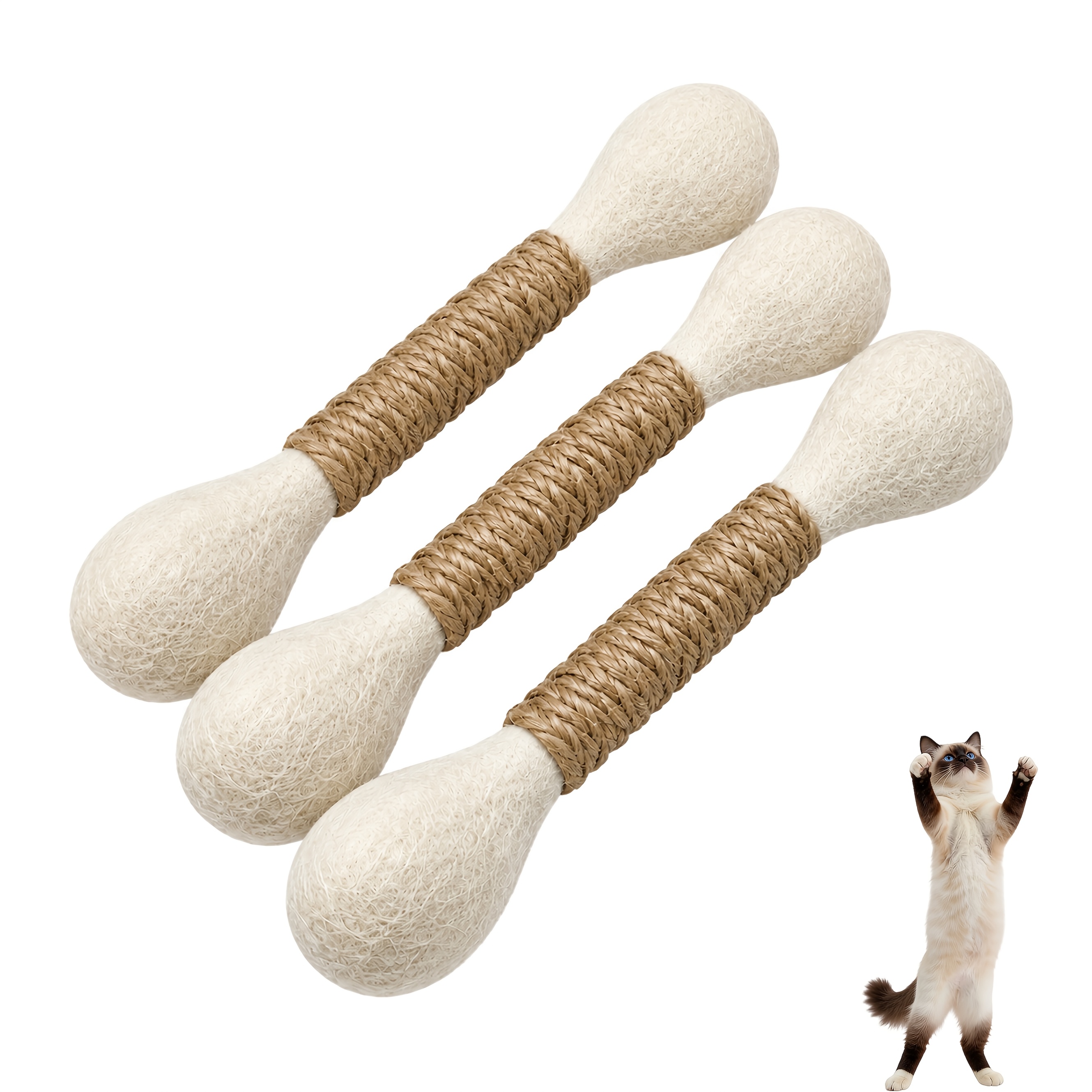 Image of Set Of 3 Indoor Cat Toys: Interactive -swab Rabbit And Chew Stick, Durable Scratching And Teething Toy; Ideal For Kittens To Boredom, Exercise, And Play, Without Battery