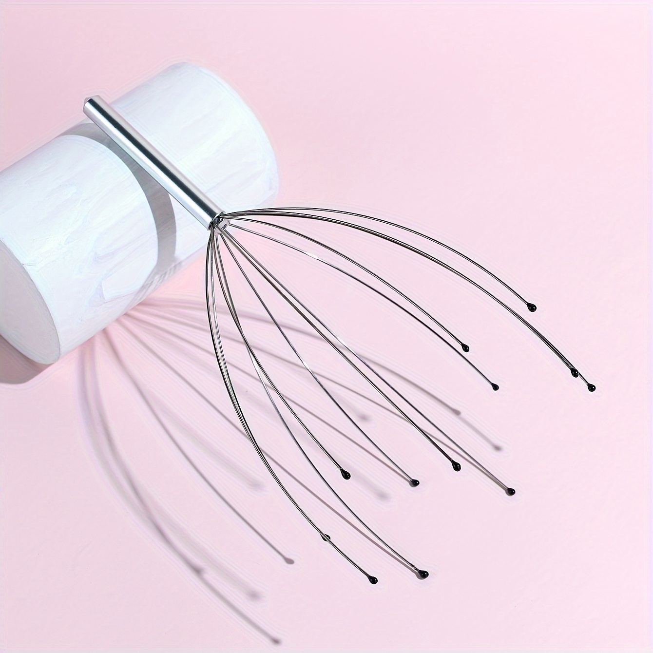 1pc Masajeador Manual de Cabeza de Pulpo de Acero Inoxidable para Extracción de Alma y Rascado del Cuero Cabelludo