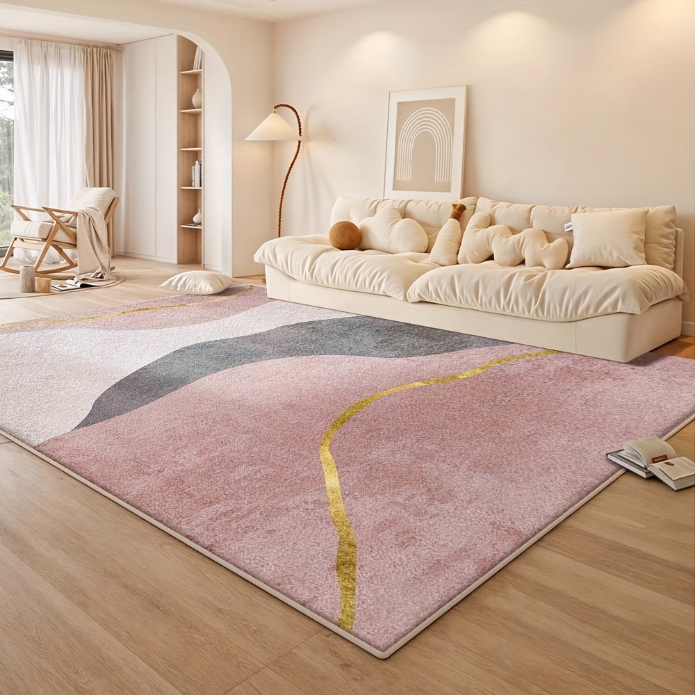 TEMU 1pc Velvet Rug, Modern Geometric Pattern With Vibrant Colors, Soft, Durable, Exquisite Carpet, Machine Washable, Suitable For Living Room,
