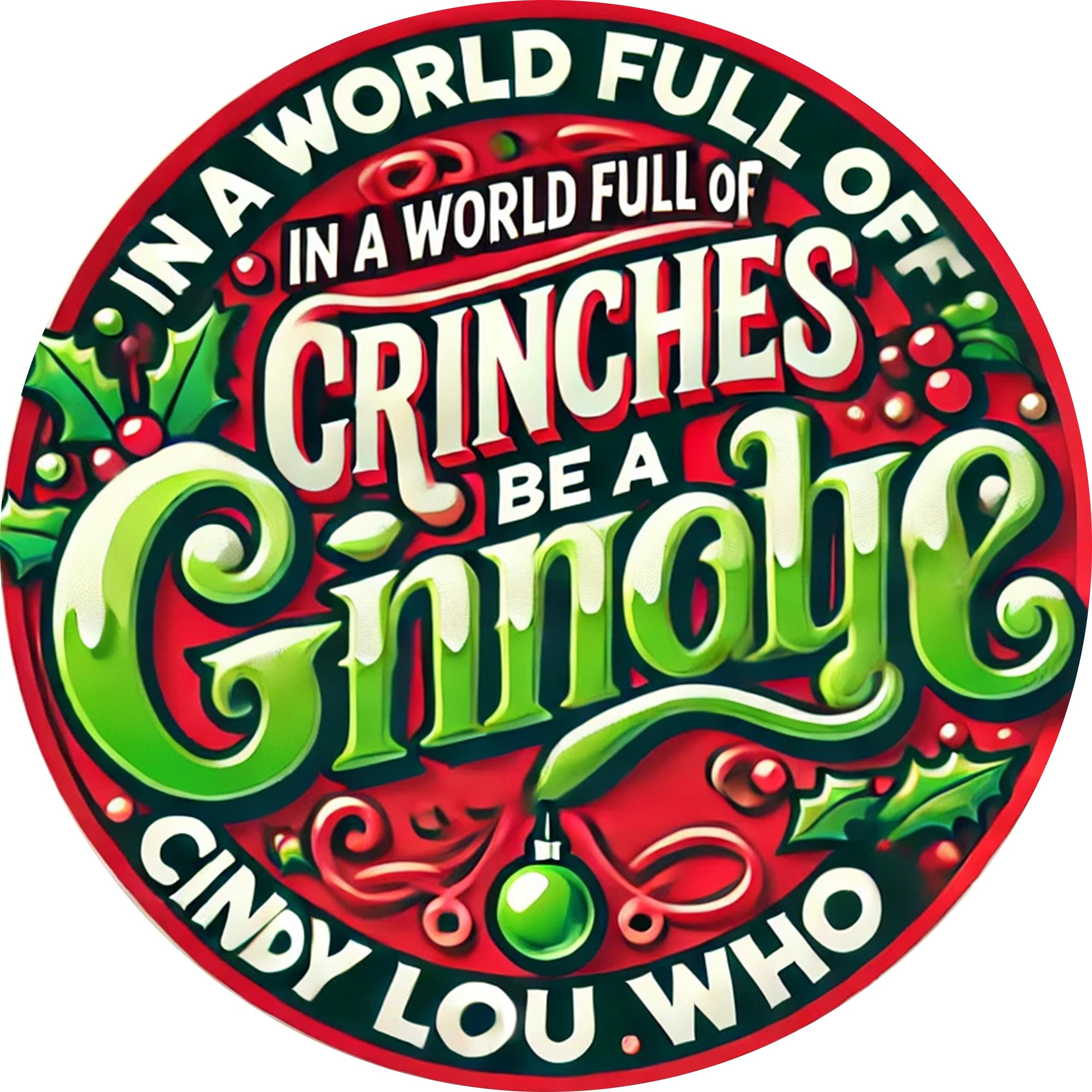 TEMU 1pc Plaque de Décoration de Noël Vintage - "Dans un Monde Plein de Crinches, une Lou Who" - Art Mural Rétro de Fêtes avec Design Vert & Rouge,