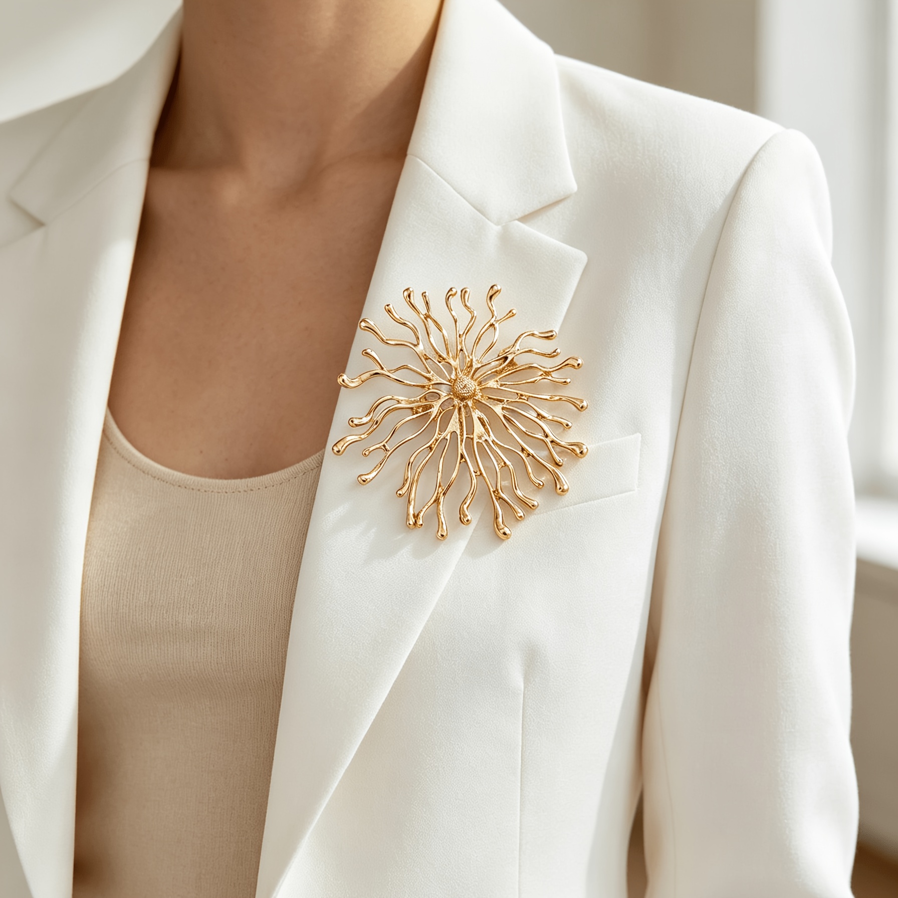 TEMU 1pc - A Light And Luxurious Abstract Golden-plated Brooch, An Artistic Hollowed-out Metal Pin, Suitable For Formal And Casual Wear, A Unique And