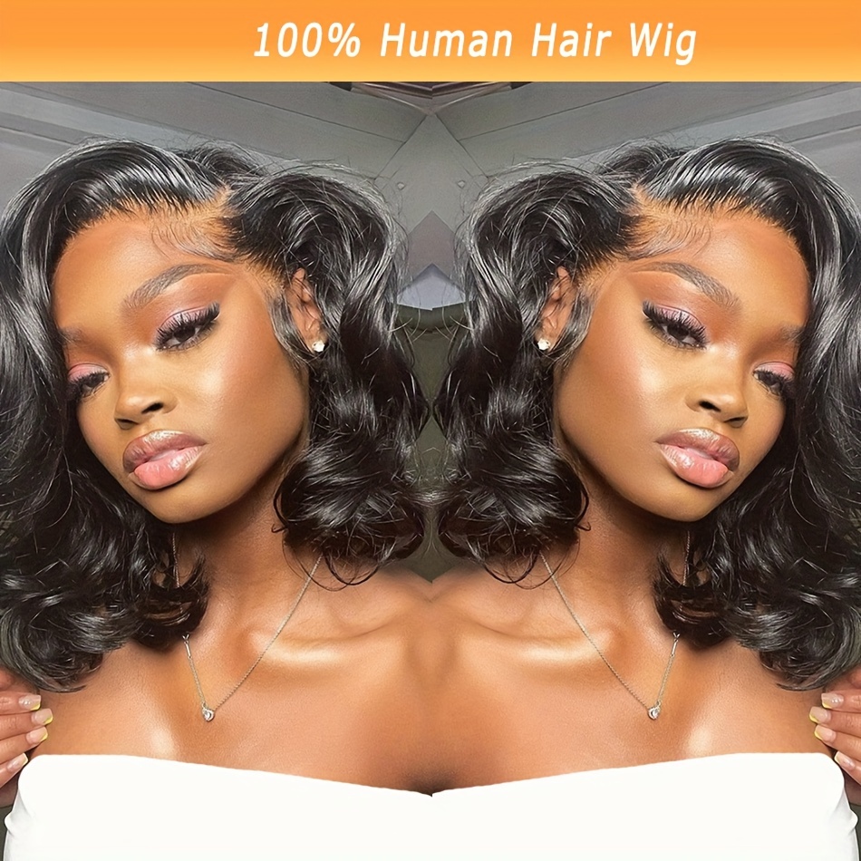 

13x4 Hd Transparent Lace Frontal Wig With Baby Hair, Loose Curly Human Hair Bob Wig For Women, 150% Density, Short Bouncy Afro Rose Curly Style, 10 Inch, Hair Wig