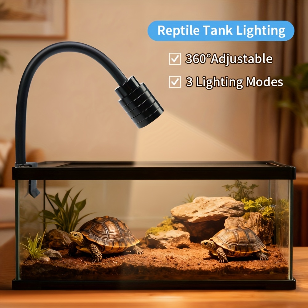 Aquarium USB Light, Reptile Tank Additions, 360° Adjustable, Three-Color Mode Clip-On Fish Tank Light, with Both Spotlight And Amphibian Lighting Functions, No Heating Effect, Without Battery