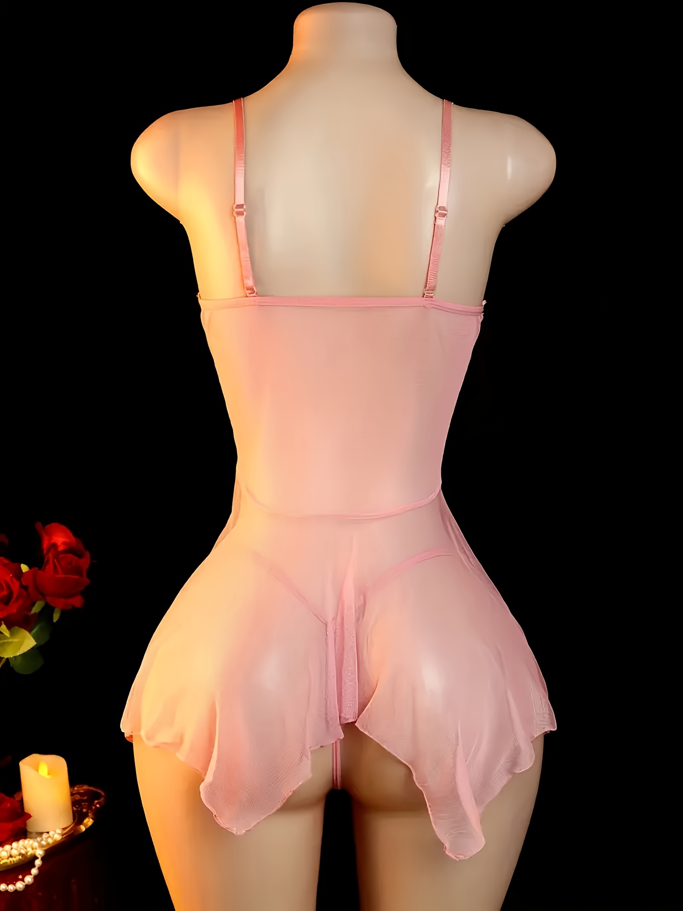 Conjunto de lencería sexy para mujer, pijamas y camisón | Elegante vestido halter y ropa interior con patrón geométrico - Imagen 3