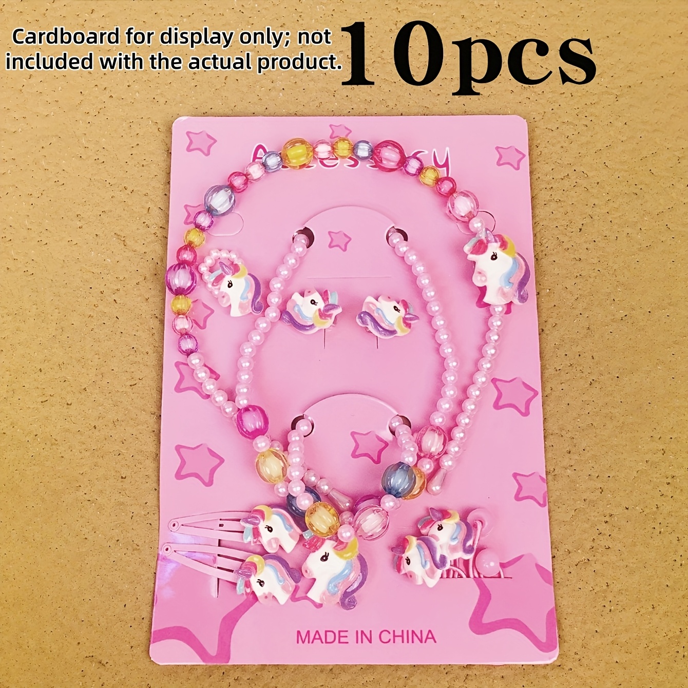 Image of 10pcs Set Of Cute Pendant Necklaces And Hair Clips, In 4 Styles, Perfect Accessory Combination For Daily Wear And , Gift (cardboard Not Necessarily Included)