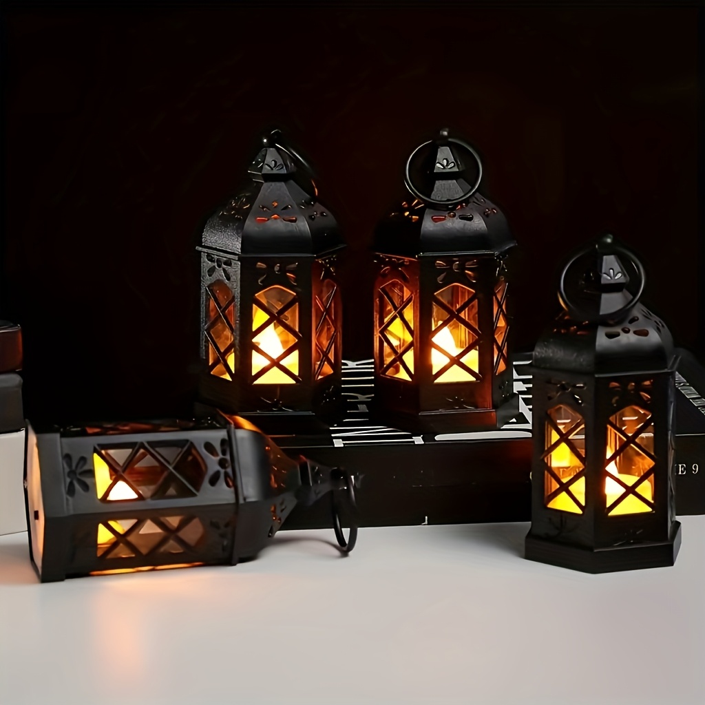 1/2pcs Mini Lantern Small Candle Lamp, Table Lamp, Suitable for Holiday Decoration Room Bedroom Atmosphere - Battery Powered with Battery - Perfect Choice for Christmas, Thanksgiving, Valentine's Day, Ramadan, New Year Gifts