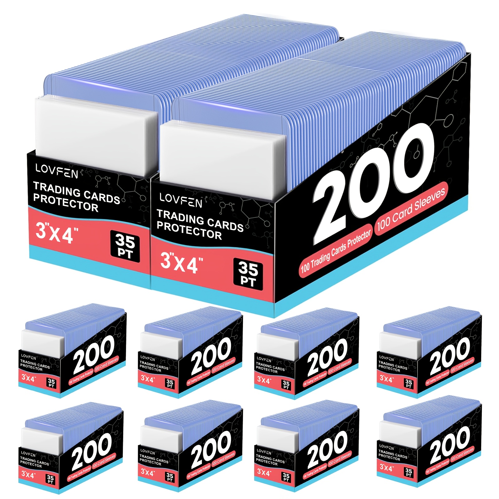 TEMU Lovfen 2000ct , 3"x4" Baseball Card Protective Case Hard Plastic, Regular Top Loading Card Holder, Suitable For Sports Football Trading