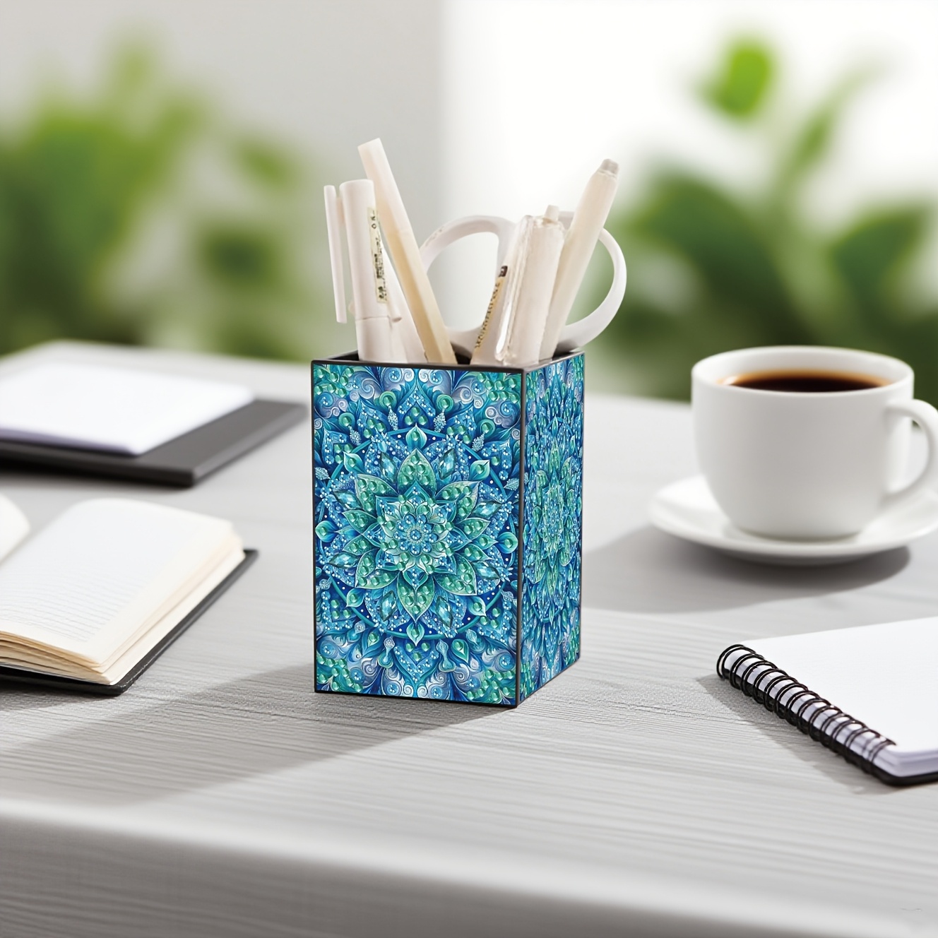 TEMU 1 pièce, Motif photo avec points de diamant, Motif mandala, Kit de peinture diamant DIY, Peinture à incrustation de ronds brillants. Boîte de