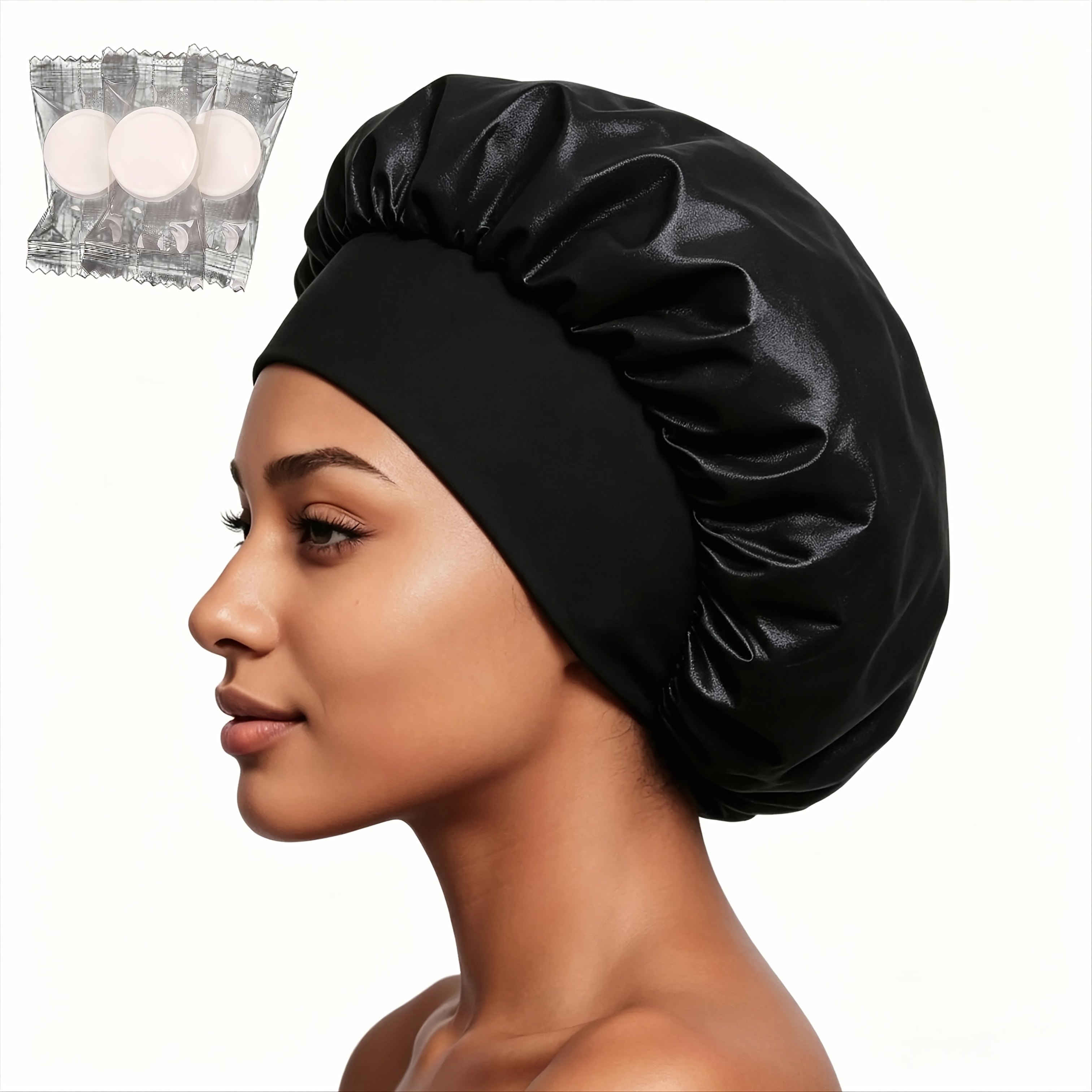 TEMU 7pcs Set (high-quality Satin Sleep Bonnet With 6 Disposable Face Towels) - Unisex Design, Y Smooth And Skin-friendly To The Touch, Lightweight
