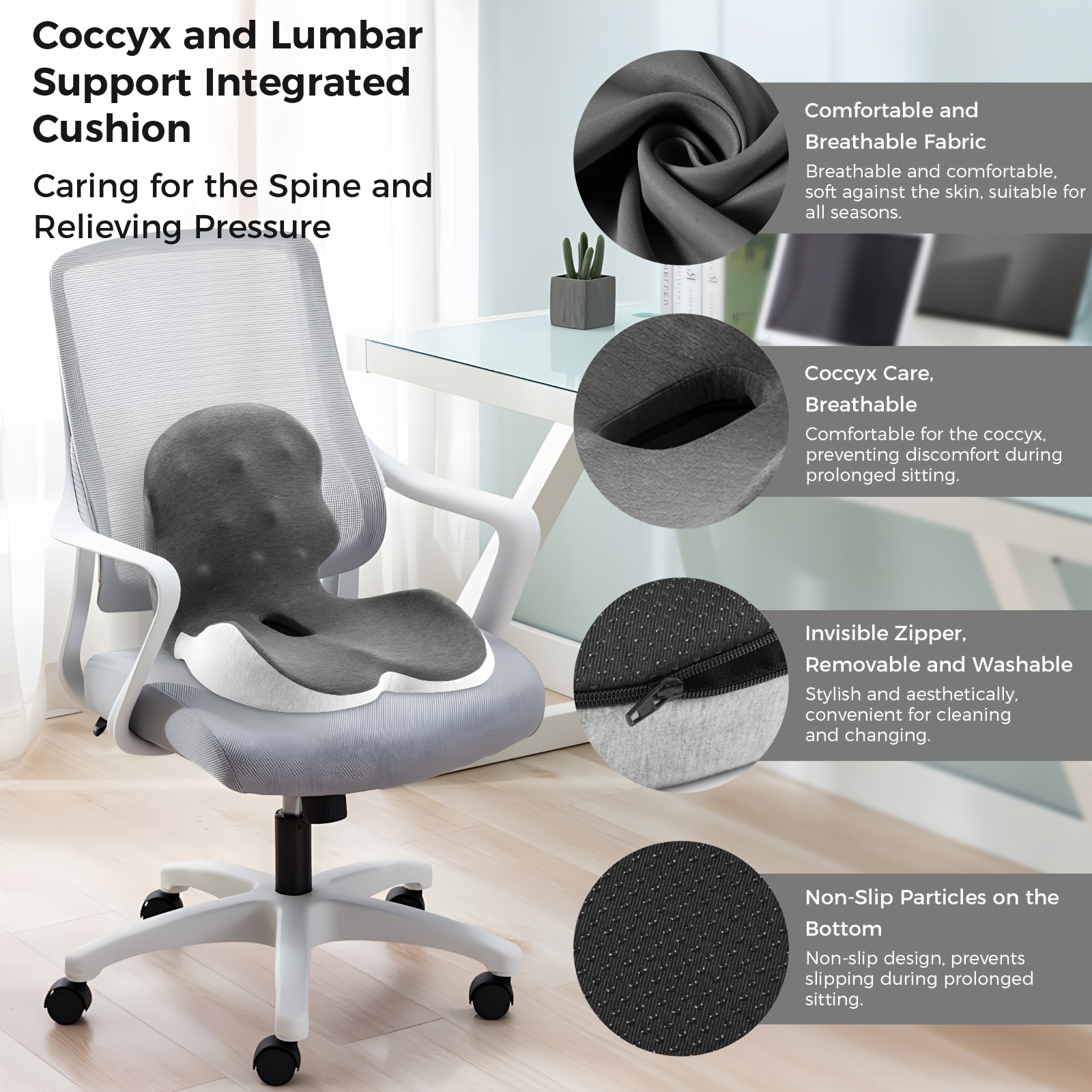 memory foam seat cushion office chair cushion with lumbar support car seat cushion with 8 back massage heads for car truck desk gaming chair Product details 5
