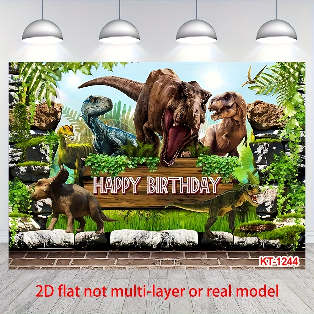 TEMU 1 Piece Of A 2d Flat Banner For A Dinosaur-themed Birthday Celebration, Featuring A Backdrop Of A . This Happy Birthday Banner Serves As A