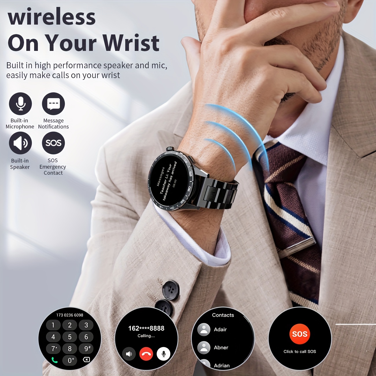 Montre Connectée SIEMORL pour Hommes - Écran AMOLED 1,43 Pouces Toujours Allumé avec Appel sans Fil, 110+ Modes Sportifs, Lecteur de Musique, Suivi d'Activité et Prévision météo – Compatible iPhone & Android