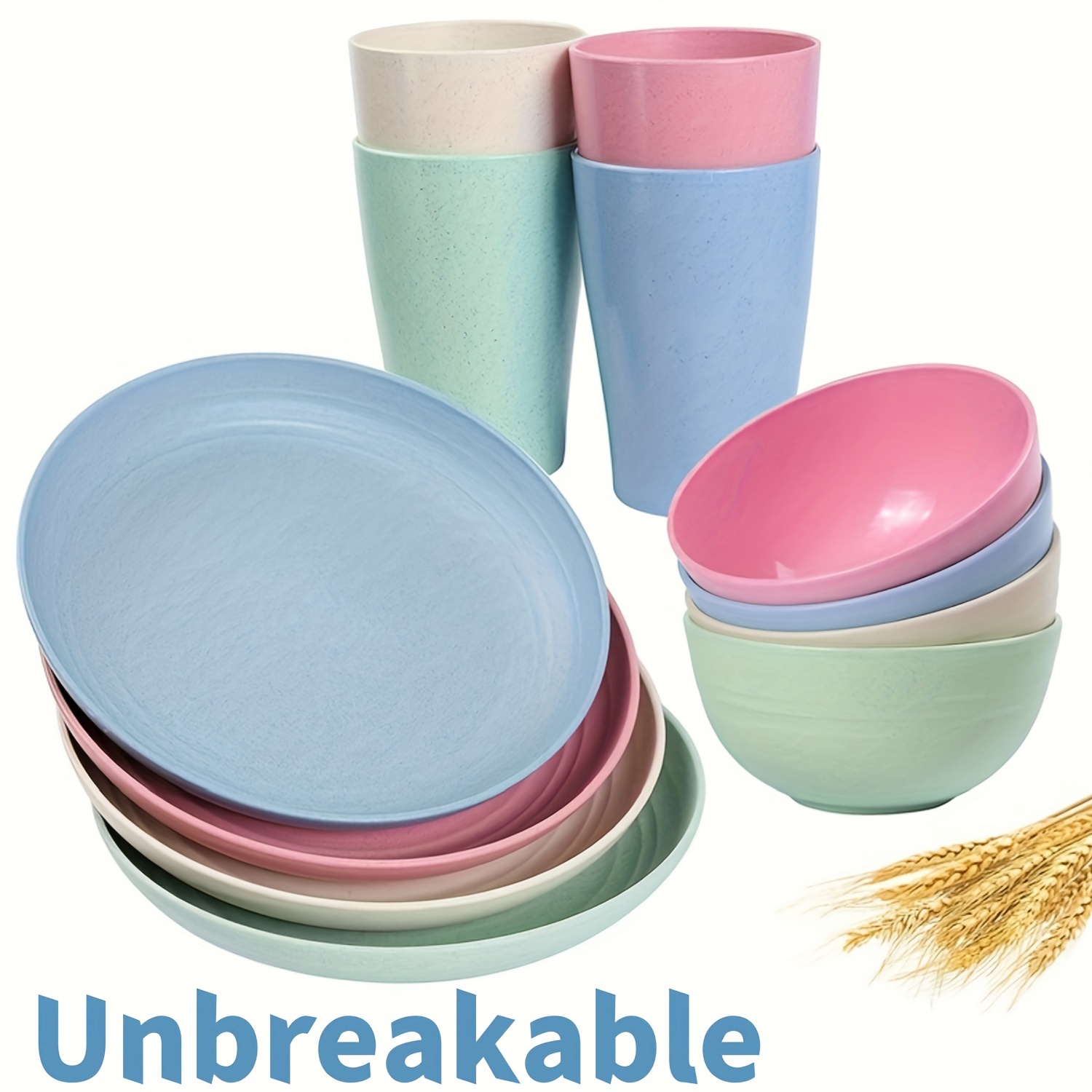 

12pcs Unbreakable Dinnerware Set In Pastel Colors – Plastic Bowls For Rice, Noodles, Soup, Cereal, Salad & Yogurt | Ideal For Home, Restaurants & Dorms