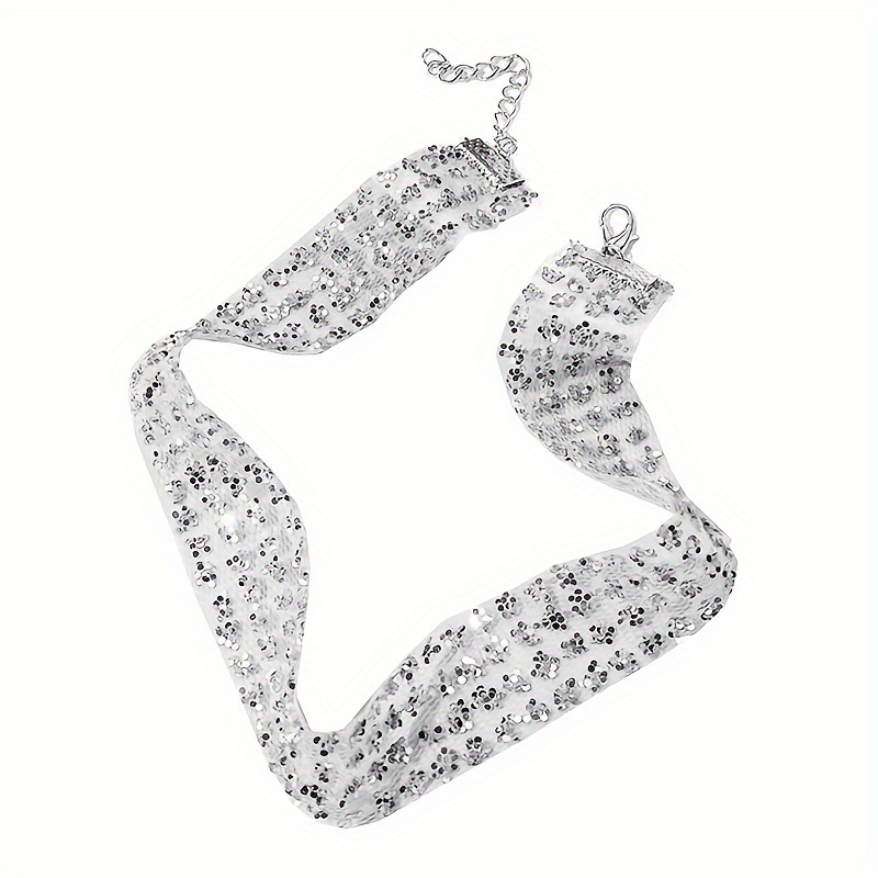 1pc Sexy Wide Neck Women's Necklace Sequined Gauze Mesh Necklace Jewelry