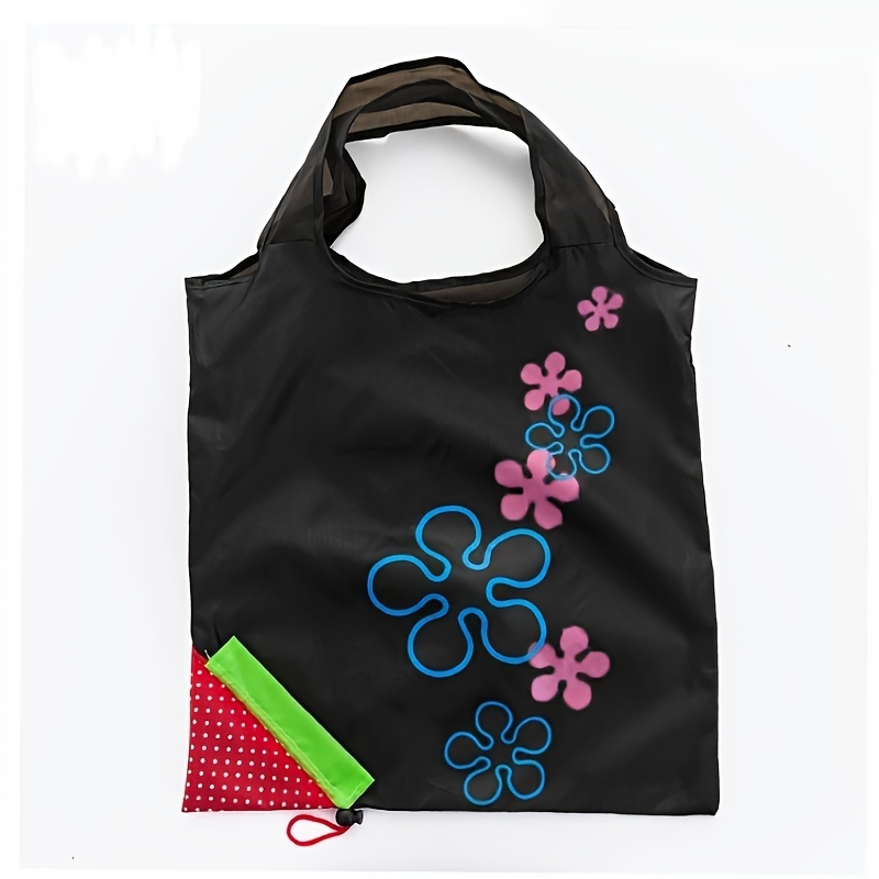 1pc Nylon Reusable Grocery Shopping Bag With Leak-proof Feature And Clutch - Square Shape Foldable Tote With Cute