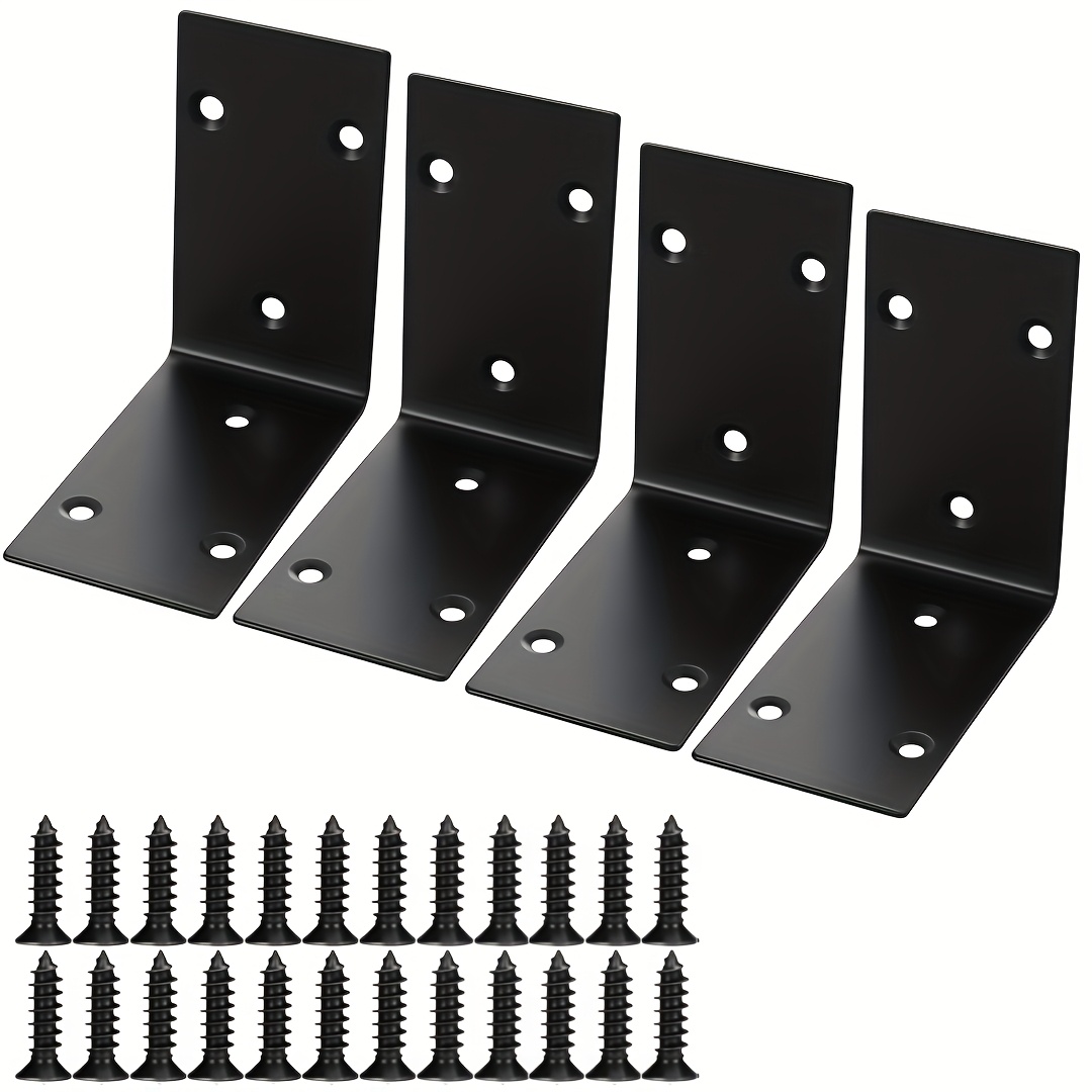 TEMU 14/28pcs Of Heavy-duty Angle Brackets, L-shaped Right Angle Brackets, Large Size Corner Braces, Stainless Steel Bracket Fasteners, Hardware For