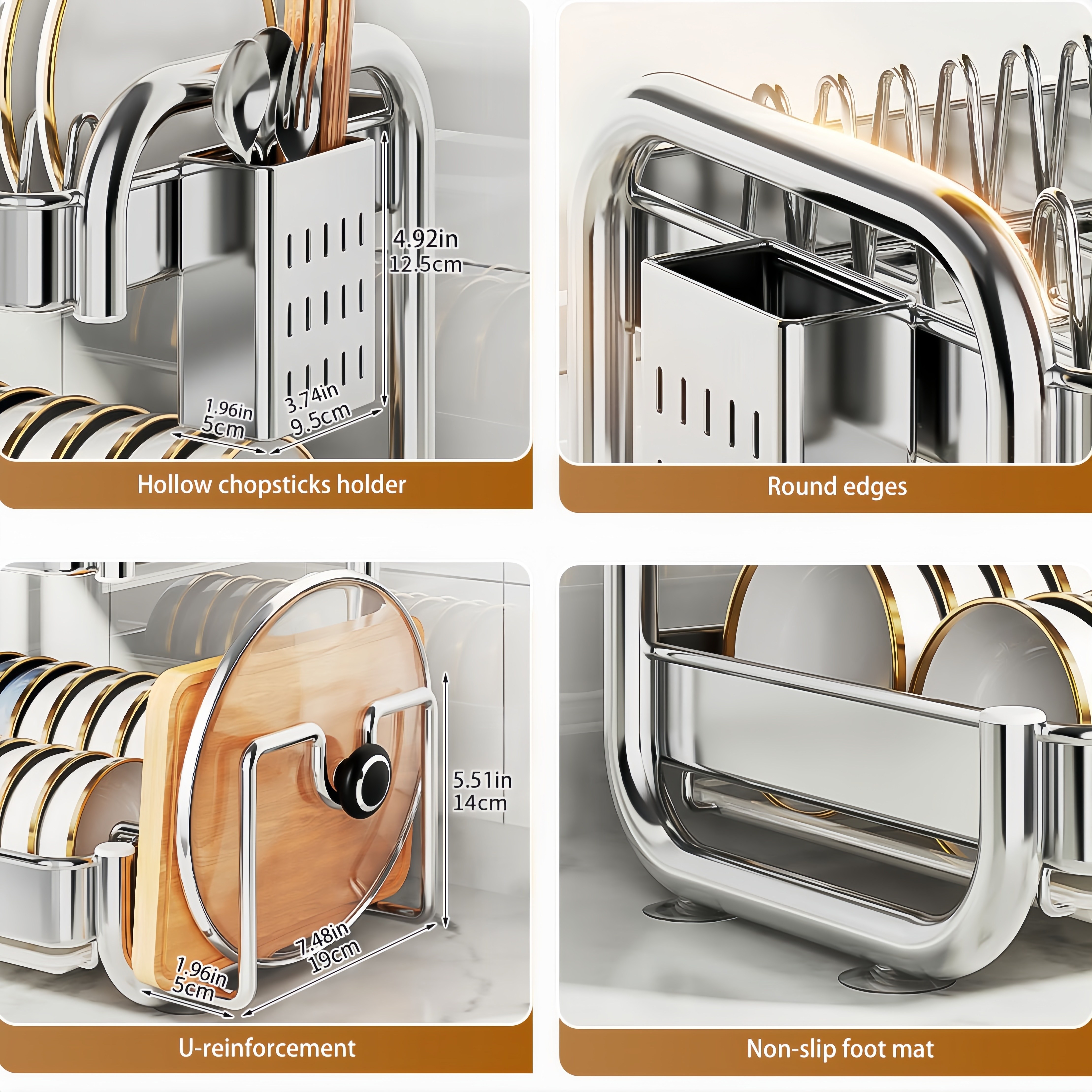 stainless steel dish drying rack space saving dish rack dish racks for kitchen counter stainless steel kitchen drying rack with a cutlery holder Product details 6