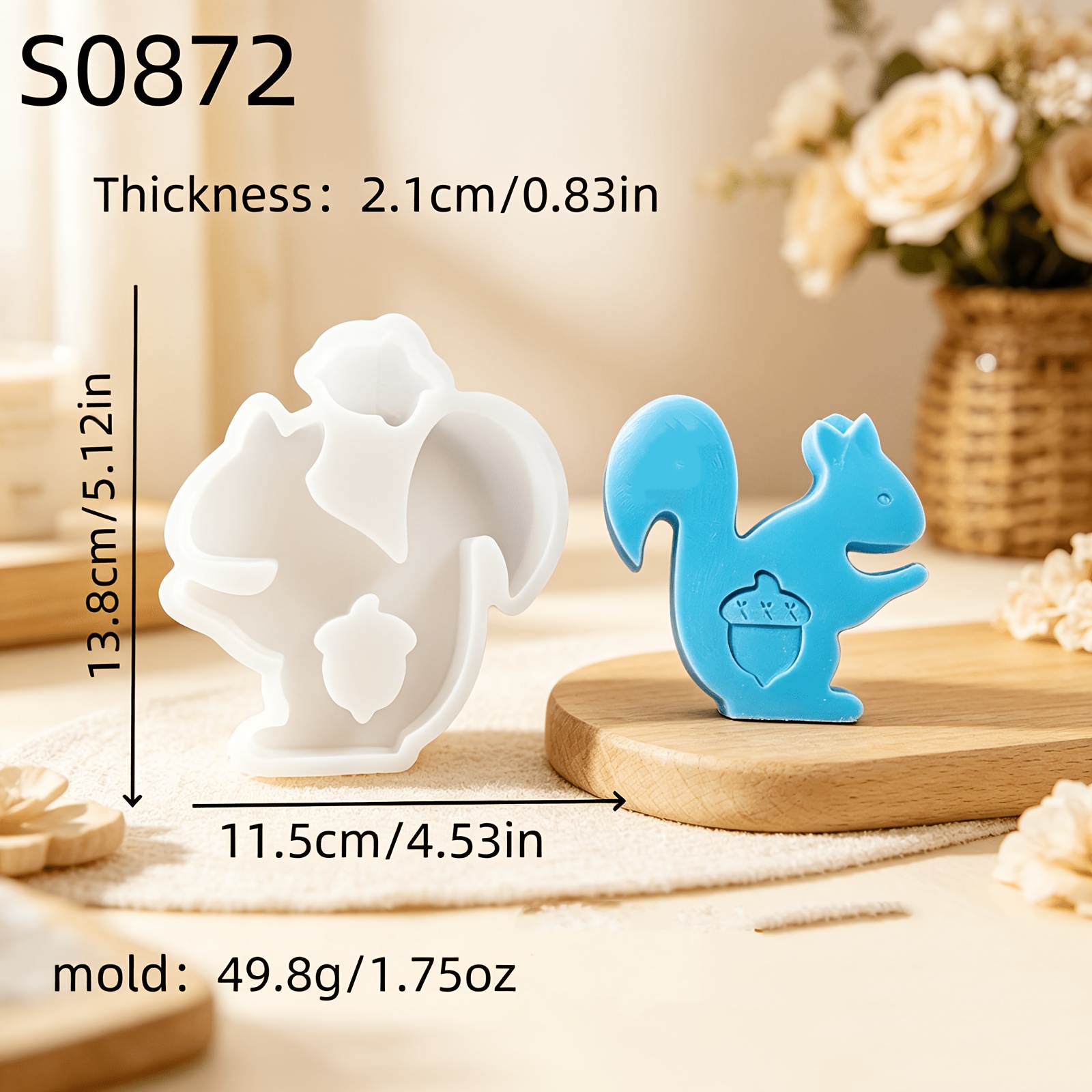 Image of Resin Silicone Mold For Animal Squirrel Three-dimensional Ornaments, Silicone Mold For Candles, Silicone Mold For Gypsum Ornaments, Silicone Mold For Home Decoration, Epoxy Resin Mold 50g S0872