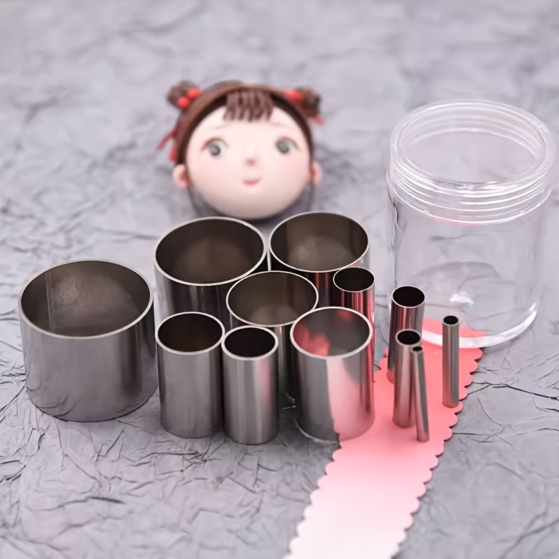 

12pcs Stainless Steel Clay Cutter Set - Mini Round For Pottery & Polymer Clay, Ultra-lightweight Craft Tools With Storage Box, Diy Sculpting Accessories