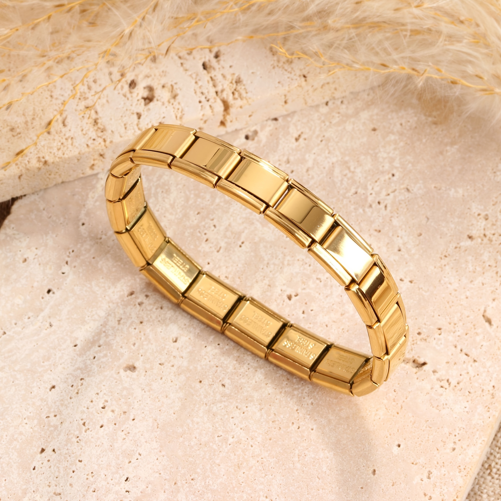 TEMU A High-quality Stainless Steel Stretch Fashion Bracelet, Adjustable Italian Bangle, Suitable For Daily Wear, A Gift For