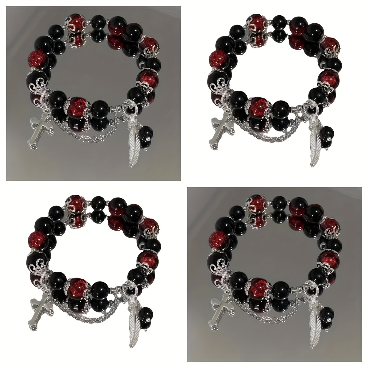 Cross Feather Beaded Bracelet for Men