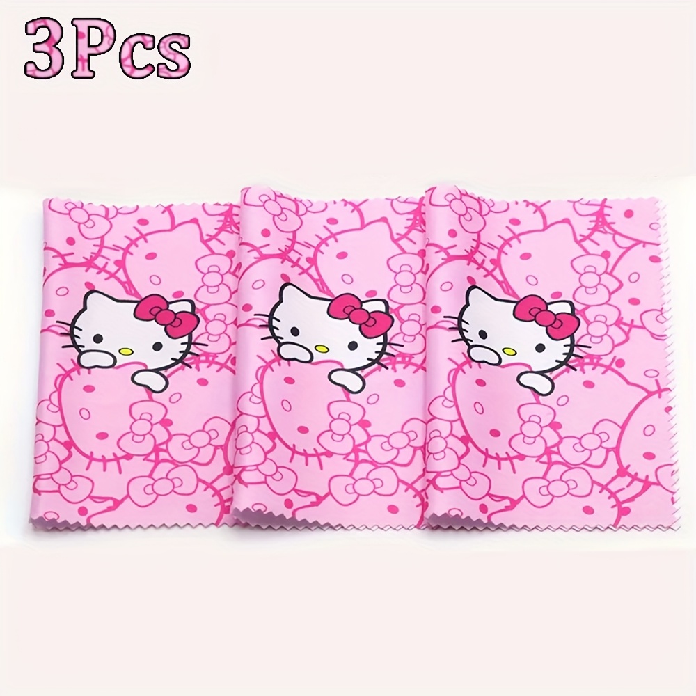 3pcs Kt Cat Eyeglass Cloth, Reusable Microfiber Hd Printed Cleaning Cloth For Phone Screens, Camera Lenses, And Myopia Glasses