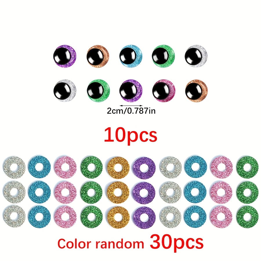 3D-Glitzer-Sicherheitsaugen Für Amigurumi – 25 Mm, 8 Farben, Mit Unterlegscheiben, 32-teiliges Set, Für Häkelpuppen & Bastelprojekte