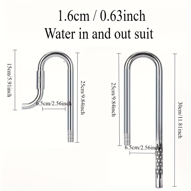 1pc Fish Tank Inlet And Outlet, Made Of High-quality Stainless Steel, Not Easily Damaged, Easy To , Suitable For Aquarium Planting Fish Tank Aquatic Filtration System, Without Battery