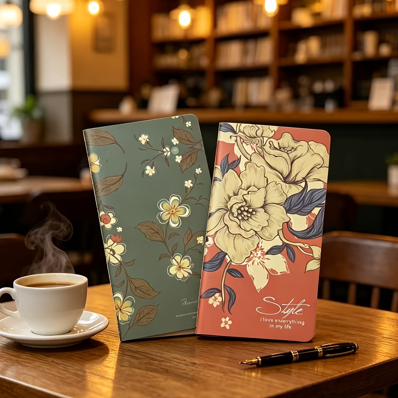 TEMU Paquete de 2 cuadernos florales, 48 hojas (96 páginas) con páginas interiores de papel , cubierta con estampado artístico, tamaño compacto y