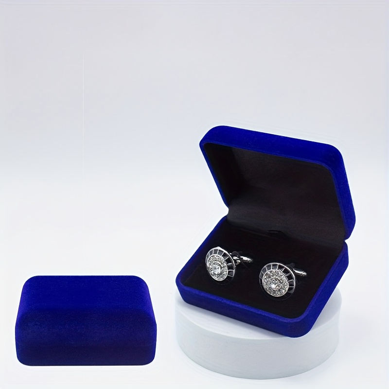 TEMU High-end Plush Embroidery Cufflinks Box - Men's Business Gift Box - Earring And Ring Packaging Box - Plush Fabric Storage Box - Wedding Gift