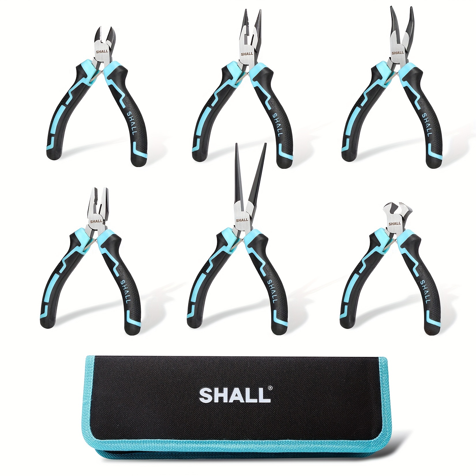 

6pcs Mini Pliers Set With Carbon Steel - Includes Needle, Long, Bent Nose, , End Cutting & For Crafts, Electronics Repair & Jewelry Making - Comes With Storage Pouch