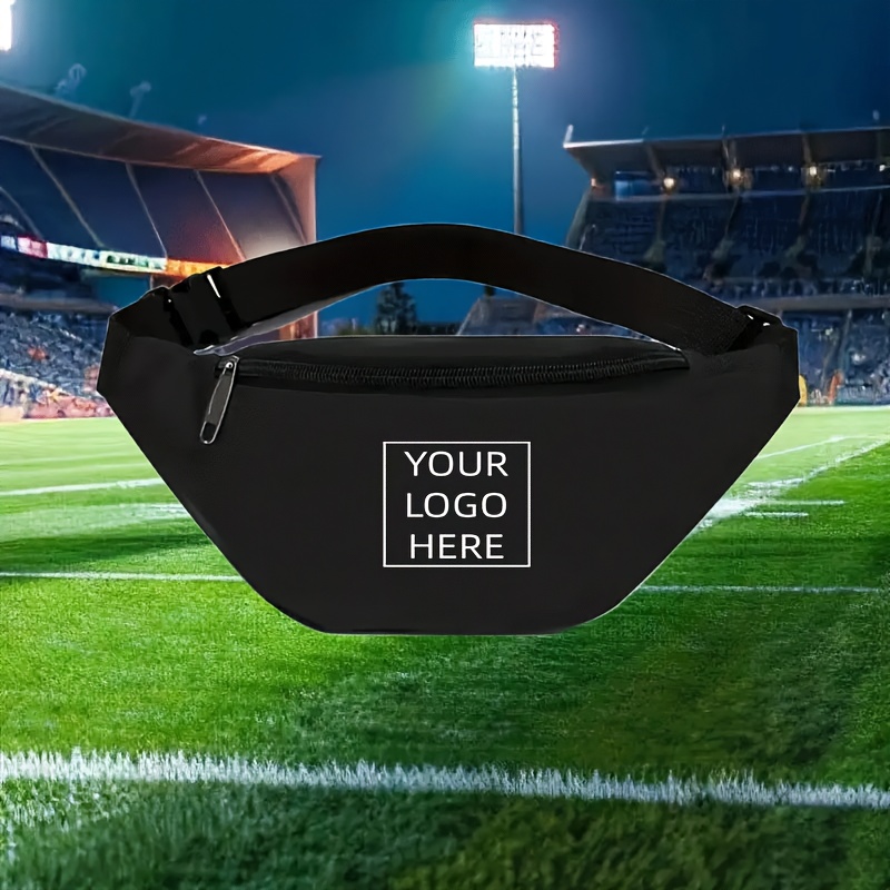 TEMU Custom Logo Waist Bag With Logo/text/ - Adjustable Strap & Zipper Closure Suitable For Gym,, Travel, Daily Commute - Compact Belt Bag For